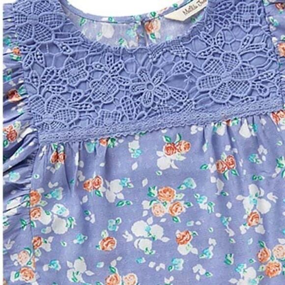 Matilda Jane NWT Periwinkle flutter sleeve floral rayon top SM - Picture 3 of 9